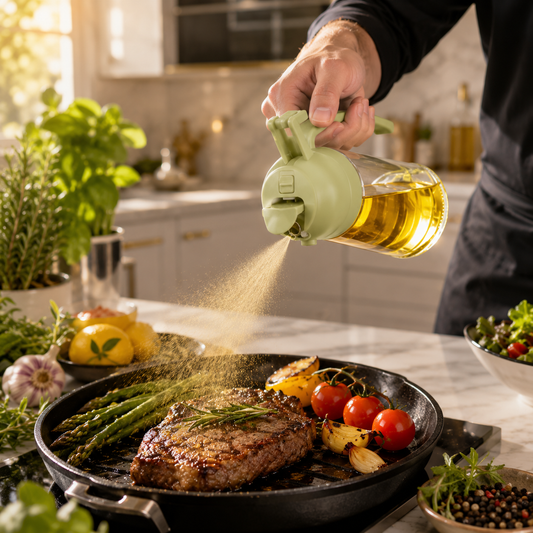 470ml Glass Oil Sprayer Bottle – 2-in-1 Olive Oil Dispenser