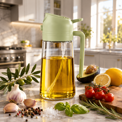 470ml Glass Oil Sprayer Bottle – 2-in-1 Olive Oil Dispenser