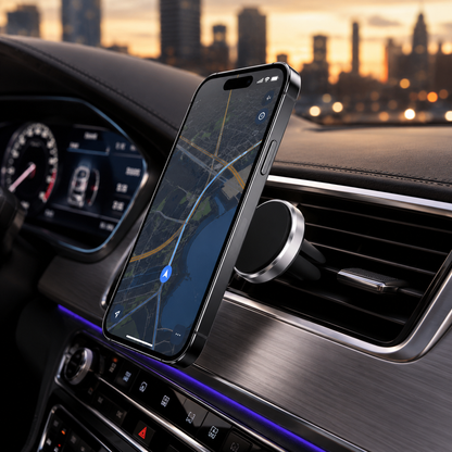 Magnetic Car Phone Holder – 360° Rotatable Aluminum Mount