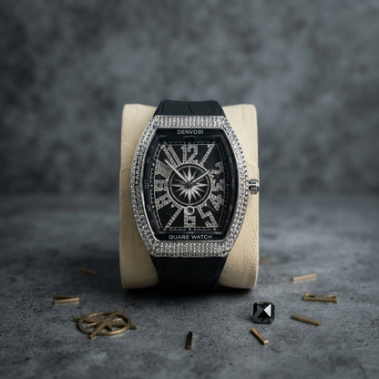 Denvosi Luxury Men's Watch – Diamond Studded Green Dial Wristwatch