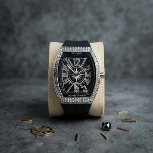 Denvosi Luxury Men's Watch – Diamond Studded Green Dial Wristwatch